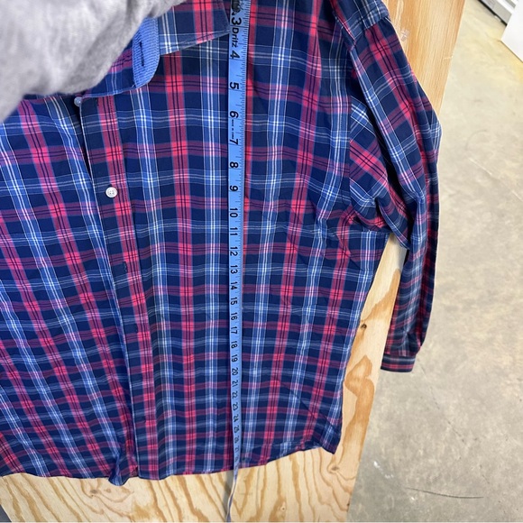 Bristol & Bull Men’s Plaid Button-Down Shirt‎ – Red & Navy Check, Size Large - Picture 5 of 7